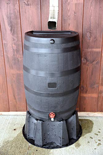 RTS Companies Inc Home Accents 50-Gallon ECO Rain Water Collection Barrel Made with 100% Recycled Plastic Spigot, Black