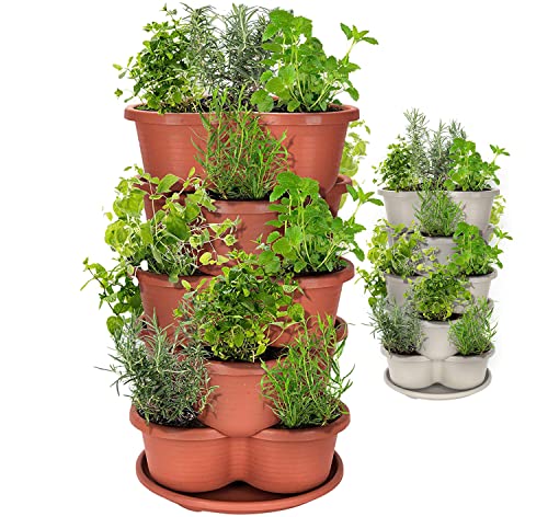 Amazing Creation Stackable Planter, Terracotta 5-Tier Vertical Garden Planter, Grow Your Own Vertical Oasis of Vegetables and Succulents